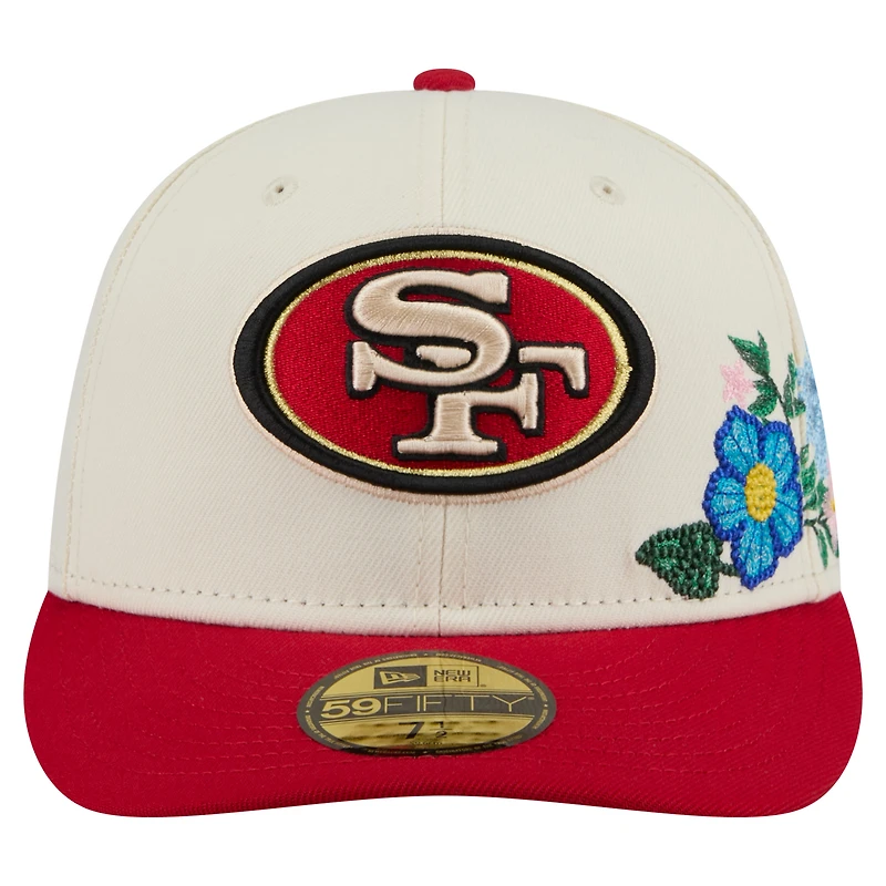 Men's New Era Cream/Scarlet San Francisco 49ers Tonal Floral 59FIFTY Fitted Hat