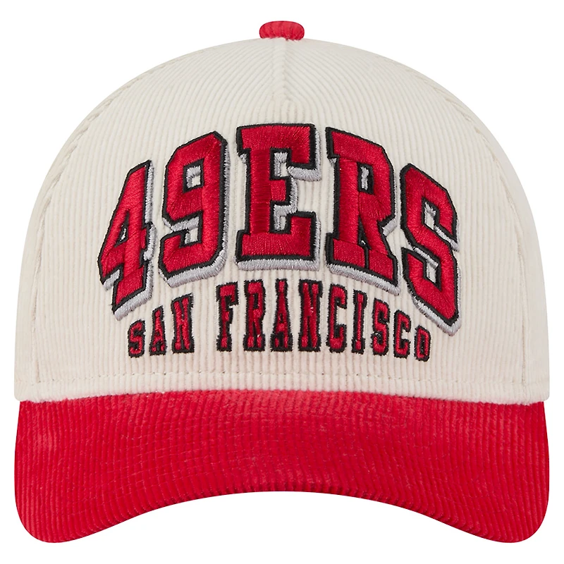 Men's New Era  Cream/Scarlet San Francisco 49ers  Two-Tone Sided Corduroy 9FORTY A-Frame Adjustable Hat