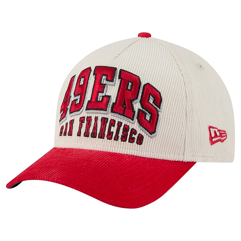 Men's New Era  Cream/Scarlet San Francisco 49ers  Two-Tone Sided Corduroy 9FORTY A-Frame Adjustable Hat