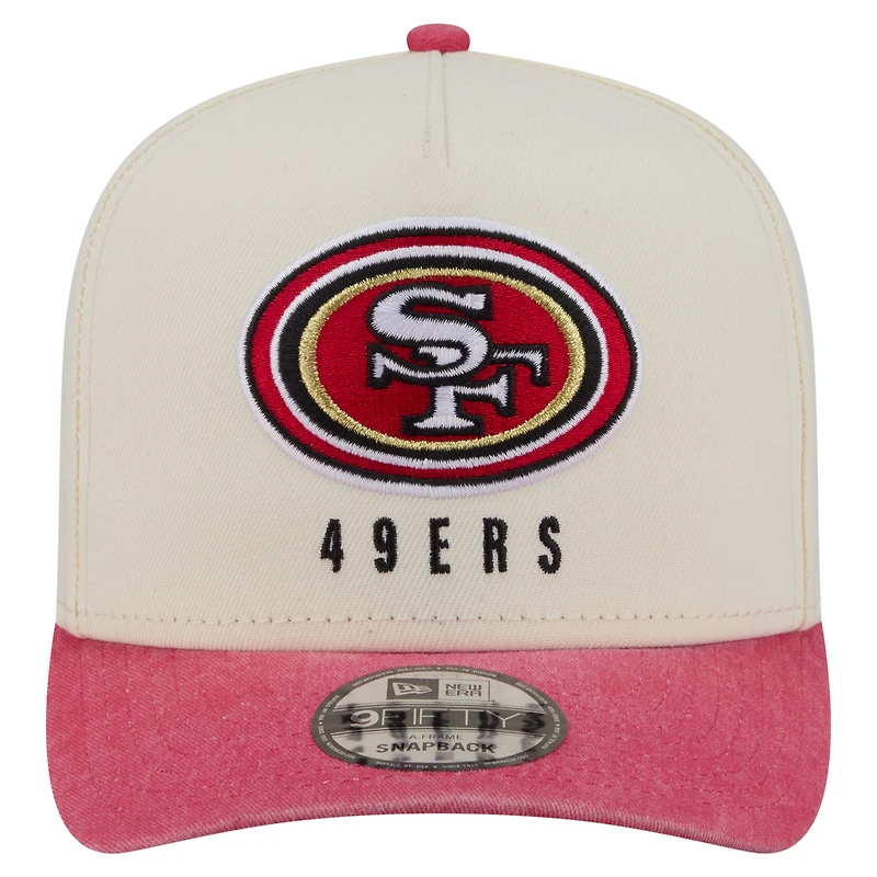 Men's New Era Cream/Scarlet San Francisco 49ers Washed A-Frame 9FIFTY Snapback Hat