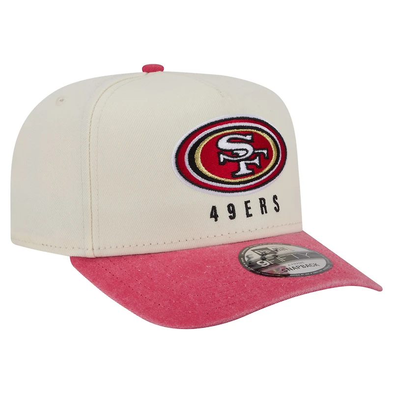 Men's New Era Cream/Scarlet San Francisco 49ers Washed A-Frame 9FIFTY Snapback Hat
