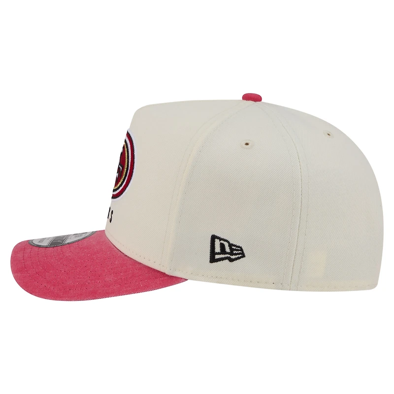 Men's New Era Cream/Scarlet San Francisco 49ers Washed A-Frame 9FIFTY Snapback Hat