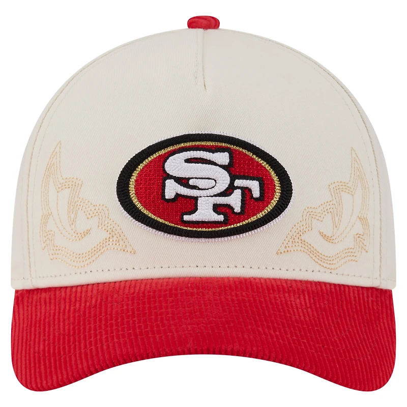 Men's New Era Cream/Scarlet San Francisco 49ers Western 9FORTY A-Frame Adjustable Hat