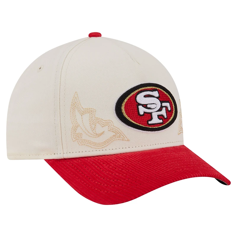 Men's New Era Cream/Scarlet San Francisco 49ers Western 9FORTY A-Frame Adjustable Hat