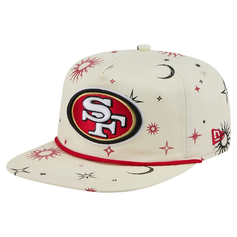 Casquette ajustable New Era pour homme, couleur crème, motif céleste des San Francisco 49ers