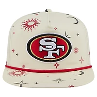 Casquette ajustable New Era pour homme, couleur crème, motif céleste des San Francisco 49ers