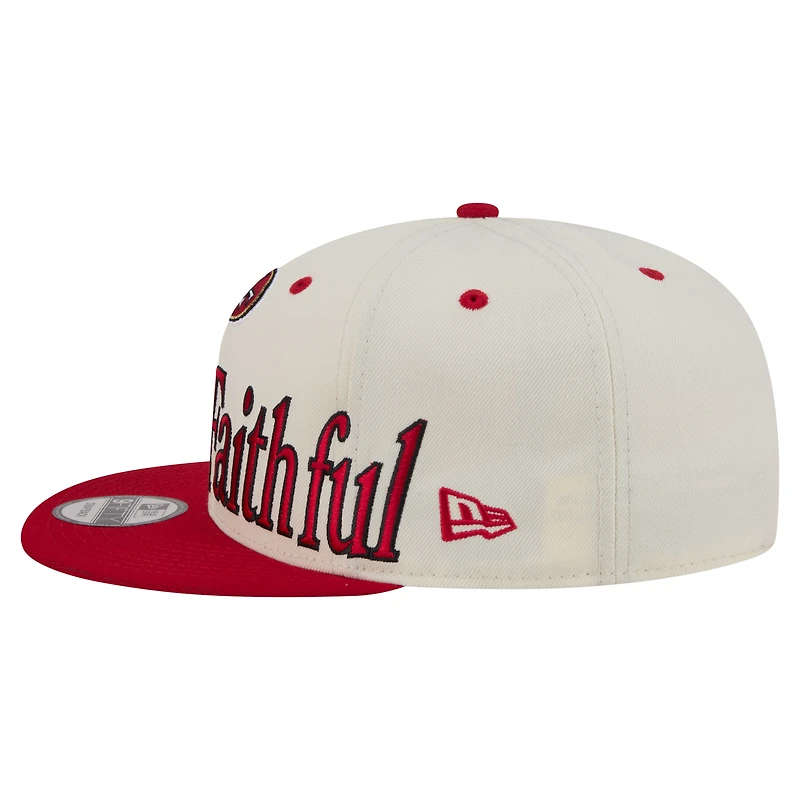 Casquette snapback New Era crème pour homme, modèle surdimensionné San Francisco 49ers, logo 9FIFTY