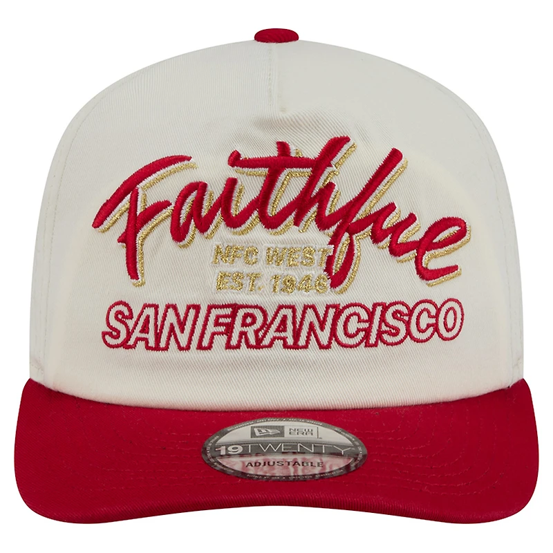 Casquette ajustable New Era crème pour homme, logo San Francisco 49ers Script 19TWENTY