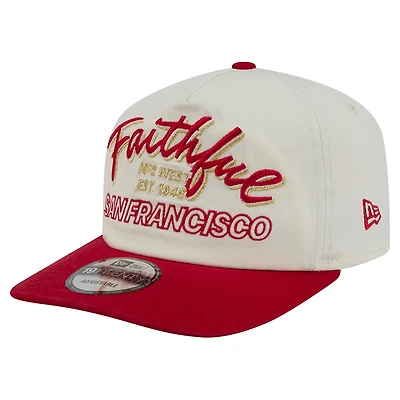 Casquette ajustable New Era crème pour homme, logo San Francisco 49ers Script 19TWENTY