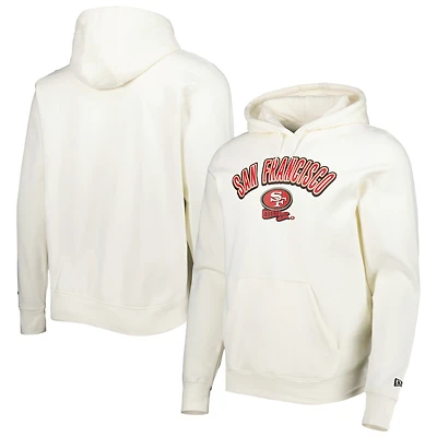 Men's New Era Cream San Francisco 49ers Sideline Chrome Pullover Hoodie