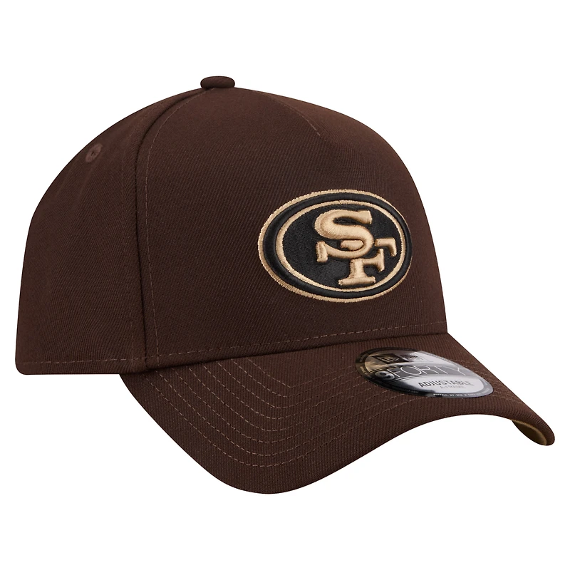 Men's New Era Dark Brown San Francisco 49ers Burnt Wood A-Frame 9FORTY Adjustable Hat