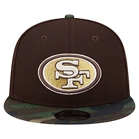 Casquette snapback New Era 9FIFTY marron foncé pour homme, motif camouflage bois brûlé des 49ers de San Francisco