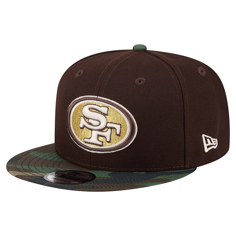 Men's New Era Dark Brown San Francisco 49ers Burnt Wood Camo 9FIFTY Snapback Hat