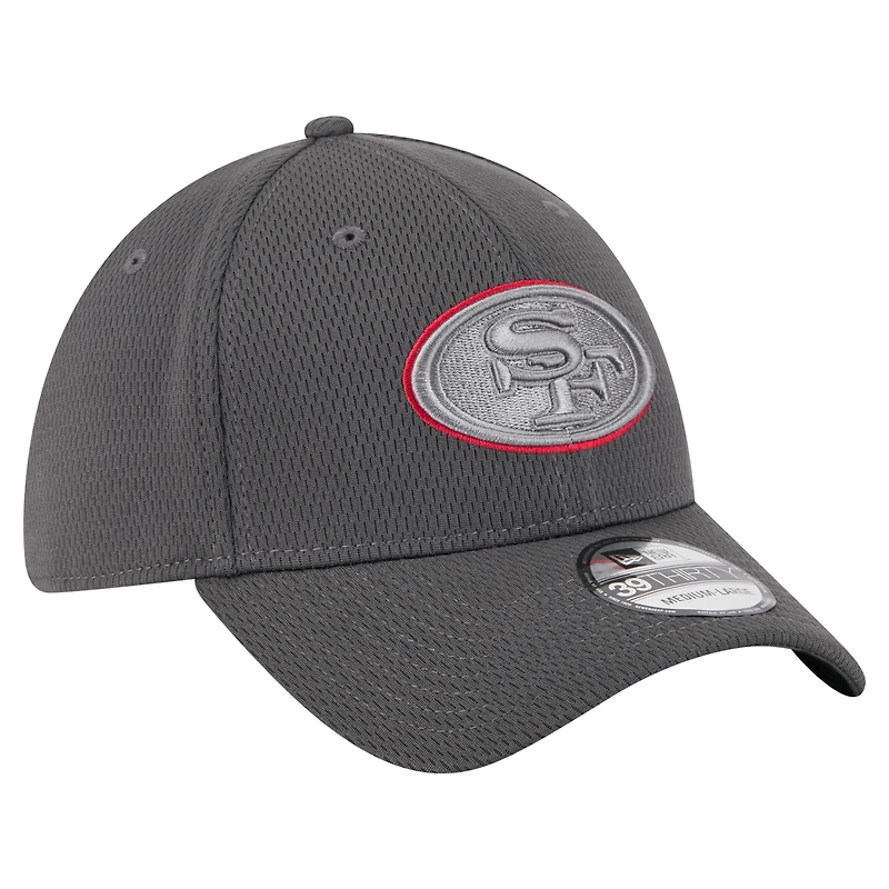 Casquette New Era Graphite 39THIRTY Flex pour homme des San Francisco 49ers