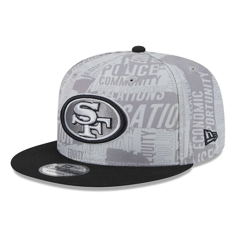 Casquette Snapback 9FIFTY New Era pour hommes des San Francisco 49ers Inspire Change, gris/noir