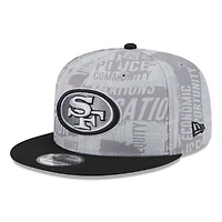 Casquette Snapback 9FIFTY New Era pour hommes des San Francisco 49ers Inspire Change, gris/noir