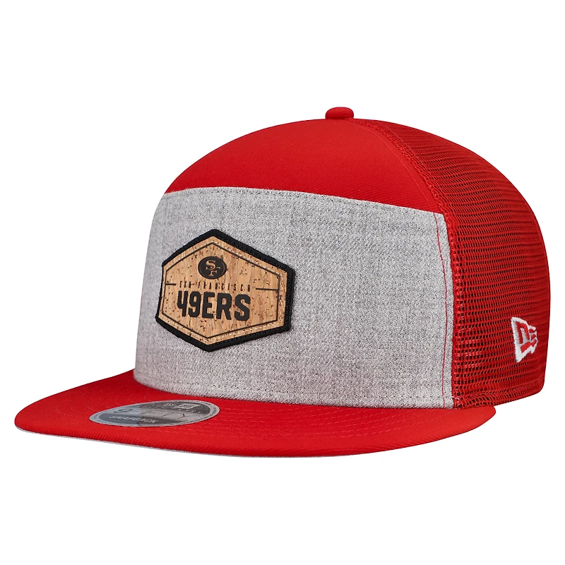 Casquette snapback 9FIFTY grise/écarlate pour homme des San Francisco 49ers, à panneau fendu en liège, New Era