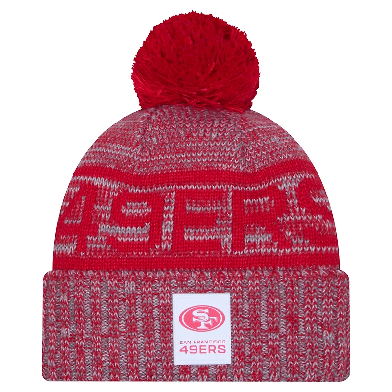 Bonnet à revers et pompon gris New Era San Francisco 49ers 2025 pour homme