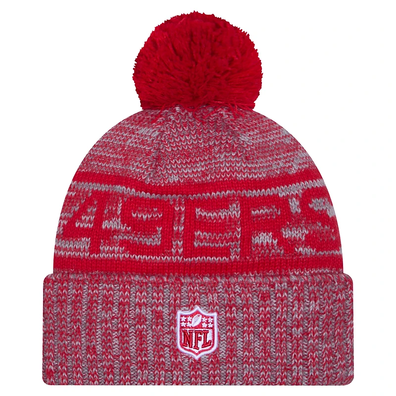 Men's New Era Gray San Francisco 49ers 2025 Sideline Cuffed Knit Hat with Pom