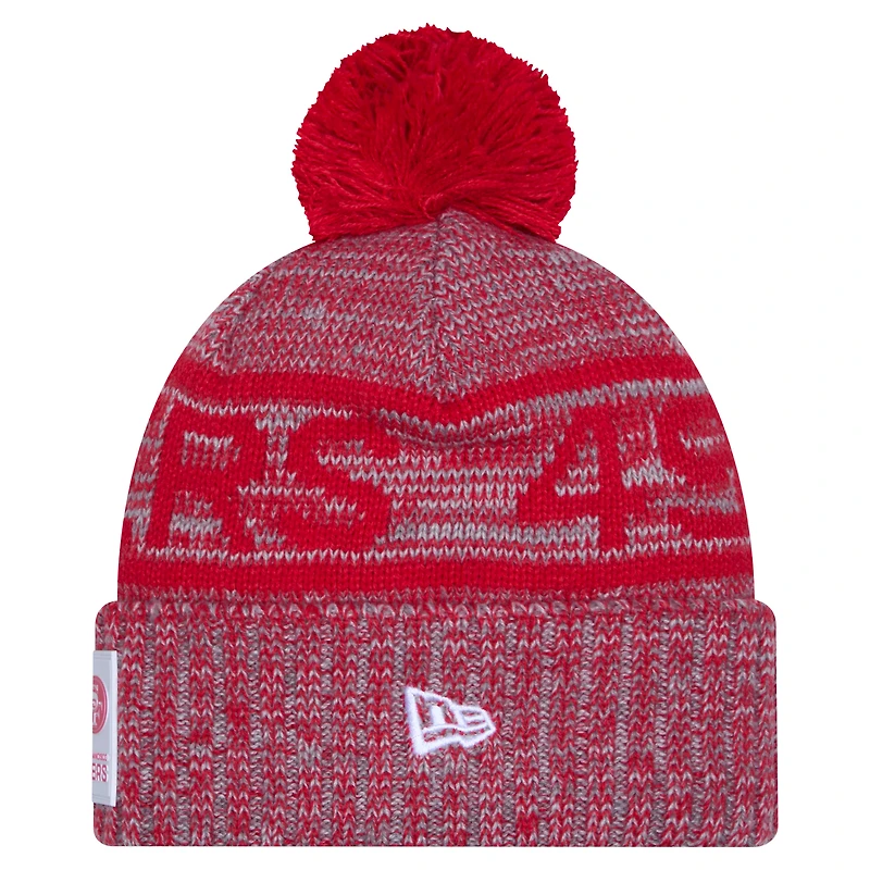 Bonnet à revers et pompon gris New Era San Francisco 49ers 2025 pour homme