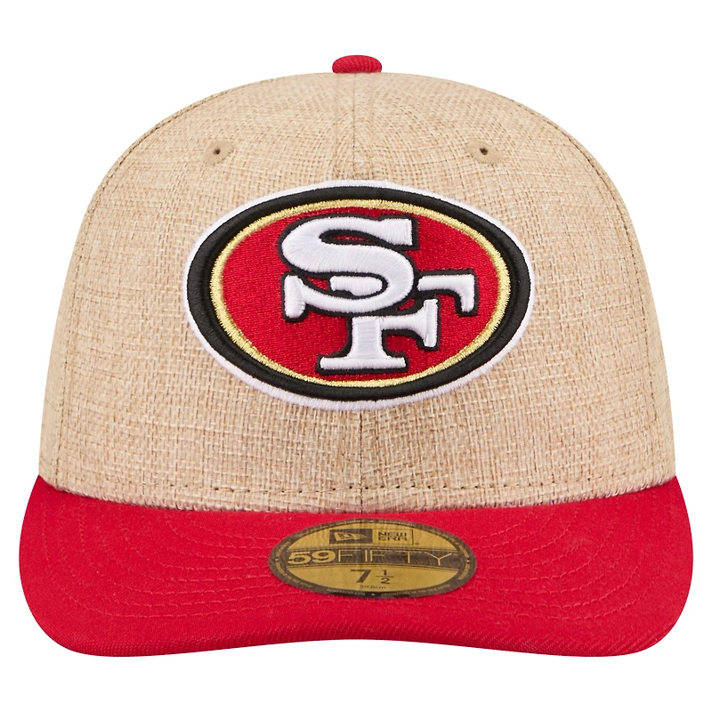 Men's New Era Natural/Scarlet San Francisco 49ers Pre-Curved Twine 59FIFTY Fitted Hat