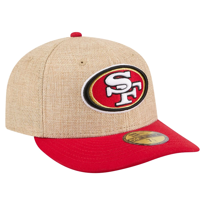 Men's New Era Natural/Scarlet San Francisco 49ers Pre-Curved Twine 59FIFTY Fitted Hat