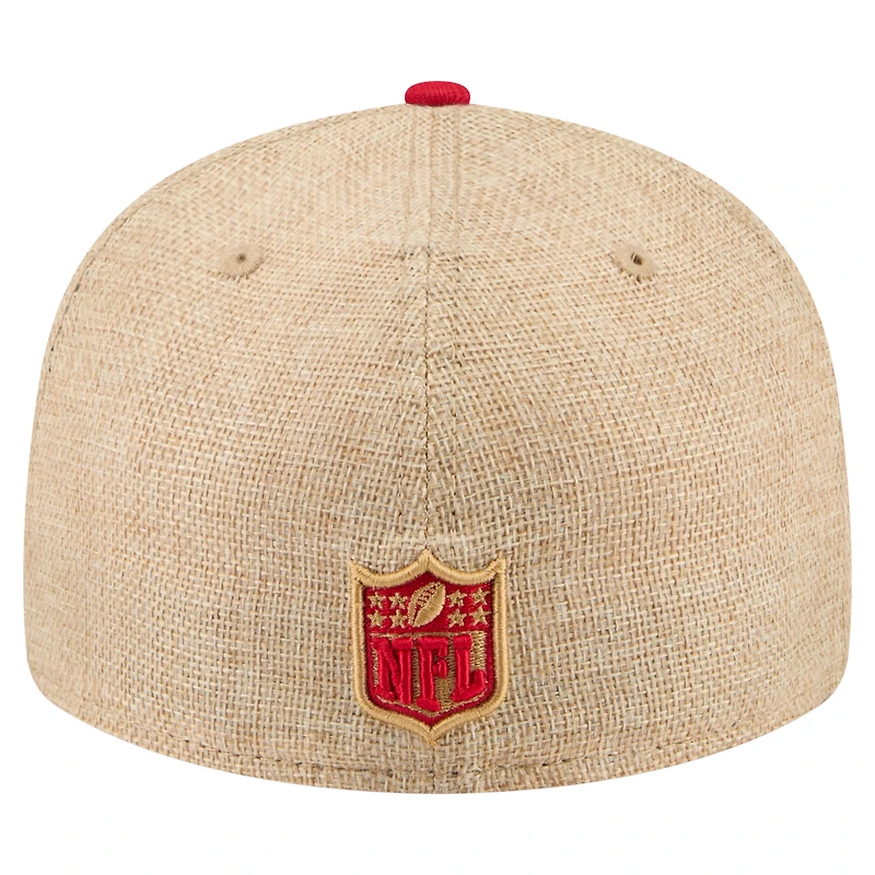 Men's New Era Natural/Scarlet San Francisco 49ers Pre-Curved Twine 59FIFTY Fitted Hat
