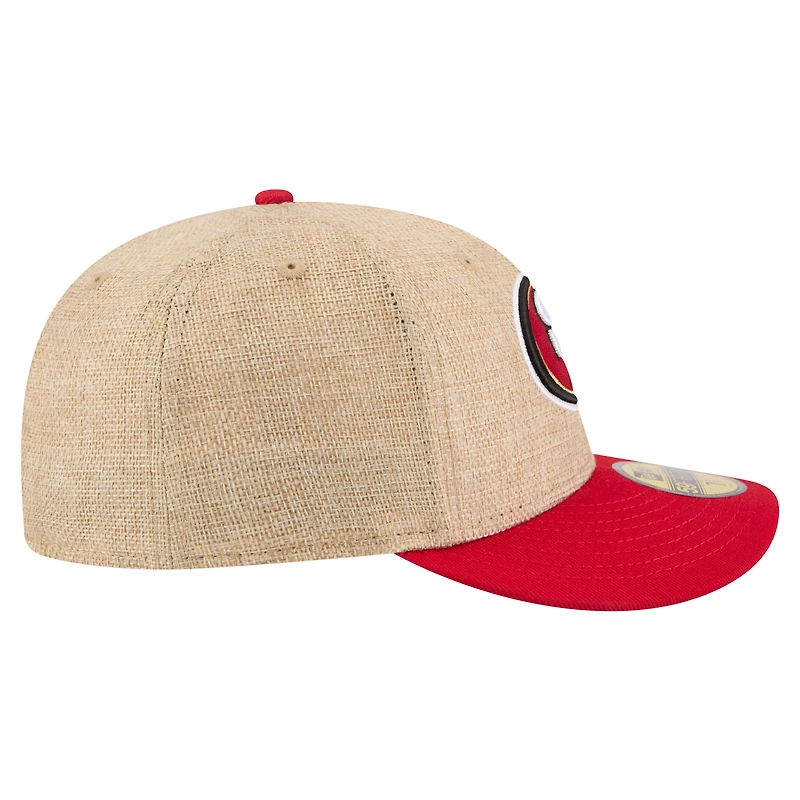 Men's New Era Natural/Scarlet San Francisco 49ers Pre-Curved Twine 59FIFTY Fitted Hat