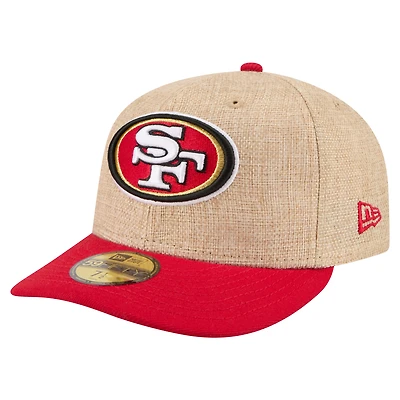 Casquette ajustée New Era 59FIFTY pour homme, coloris naturel/écarlate, San Francisco 49ers, modèle pré-courbé.