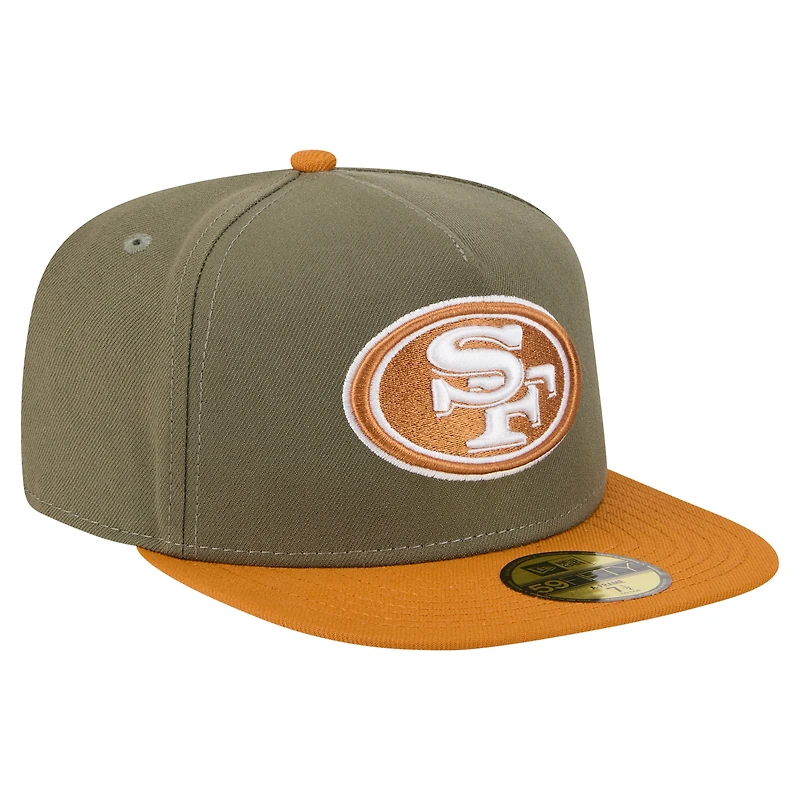 Casquette ajustée A-Frame 59FIFTY pour homme New Era, coloris olive/marron, San Francisco 49ers