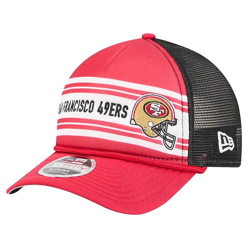 Casquette ajustable New Era rouge pour homme, modèle Linear A-Frame 9FORTY des San Francisco 49ers