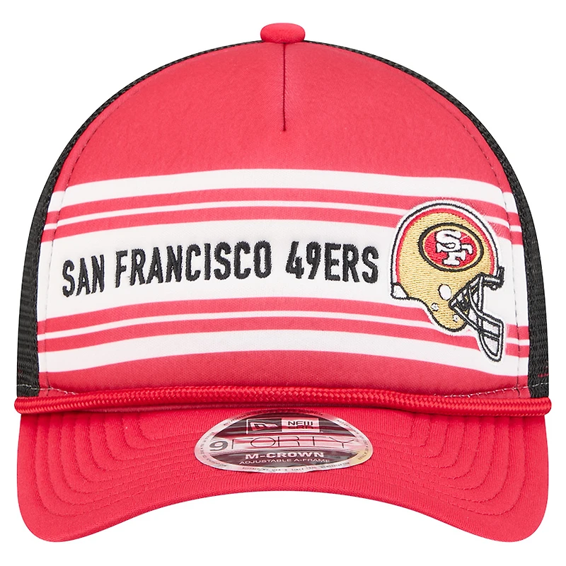 Men's New Era  Red San Francisco 49ers  Linear A-Frame 9FORTY Adjustable Hat