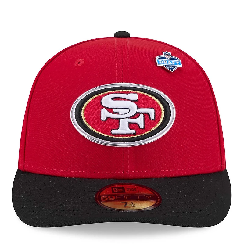 Casquette New Era 59FIFTY pré-courbée écarlate/noire pour homme, San Francisco 49ers, Draft NFL 2026