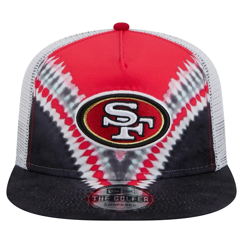 Men's New Era Scarlet/Black San Francisco 49ers Throwback Dye Golfer Snapback Hat