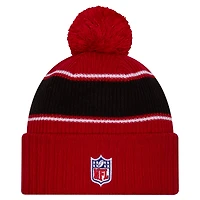 Bonnet en tricot à revers avec pompon pour homme New Era Scarlet San Francisco 49ers 2024 Sideline Sport