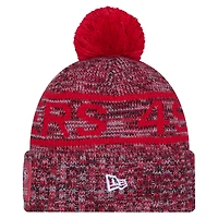 Bonnet d'hiver à revers New Era Scarlet San Francisco 49ers 2025 avec pompon