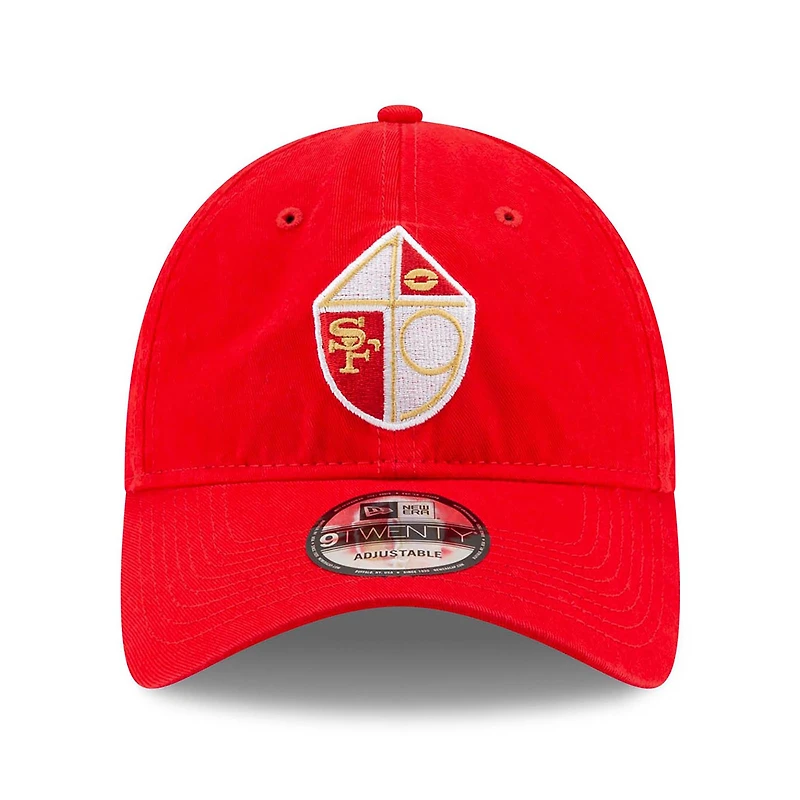 Men's New Era Scarlet San Francisco 49ers 80th Anniversary Throwback Side Patch 9TWENTY Adjustable Hat