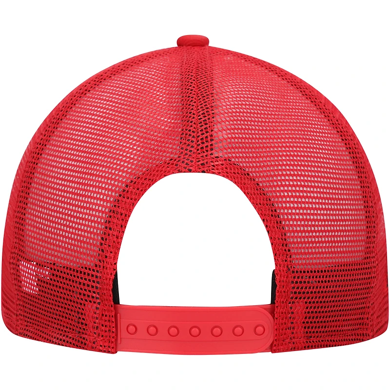 Men's New Era Scarlet San Francisco 49ers Black Excellence Collection Wordmark Trucker Low Profile 9FIFTY Snapback Hat