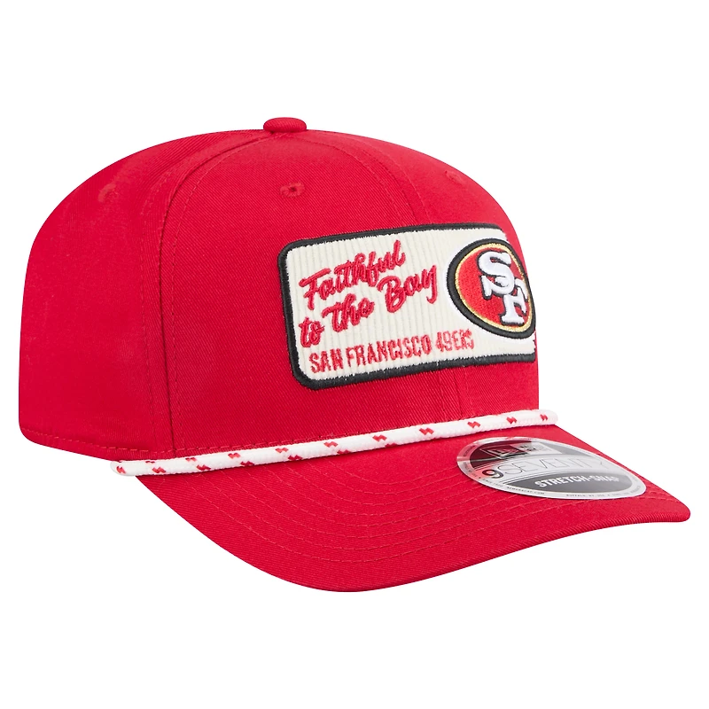 Casquette extensible à pression New Era Scarlet Chant 9SEVENTY des San Francisco 49ers pour homme