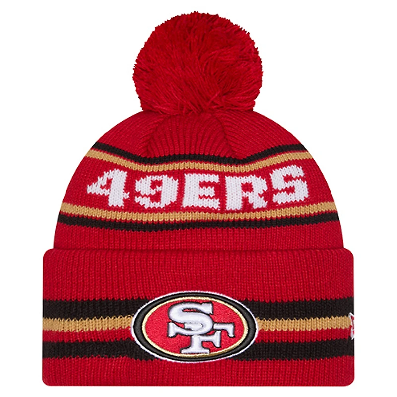 Bonnet classique à revers et pompon New Era écarlate pour homme, San Francisco 49ers