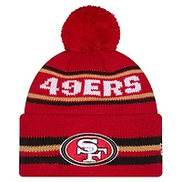 Bonnet classique à revers et pompon New Era écarlate pour homme, San Francisco 49ers