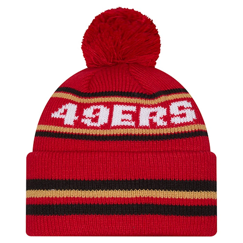 Bonnet classique à revers et pompon New Era écarlate pour homme, San Francisco 49ers
