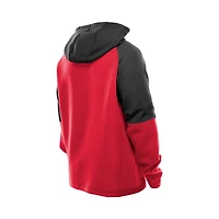 Men's New Era  Scarlet San Francisco 49ers Combine Authentic Color Block Raglan Pullover Hoodie