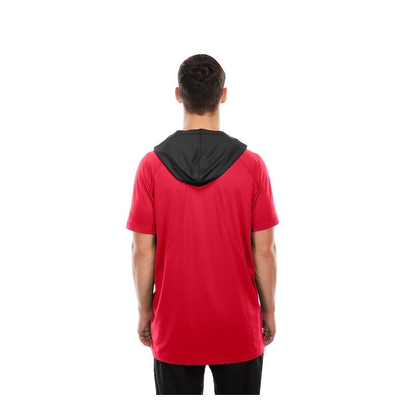 Men's New Era  Scarlet San Francisco 49ers Combine Authentic Hooded Raglan Short-Sleeve T-Shirt