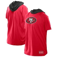 Men's New Era  Scarlet San Francisco 49ers Combine Authentic Hooded Raglan Short-Sleeve T-Shirt