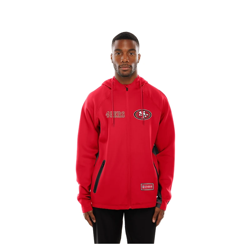 Sweat à capuche zippé intégral New Era Scarlet San Francisco 49ers Combine Authentic Raglan Scuba pour homme
