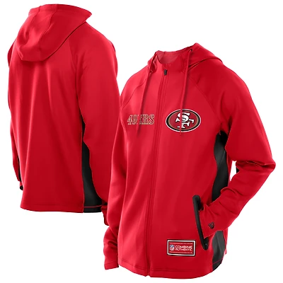 Men's New Era  Scarlet San Francisco 49ers Combine Authentic Raglan Scuba Full-Zip Hoodie