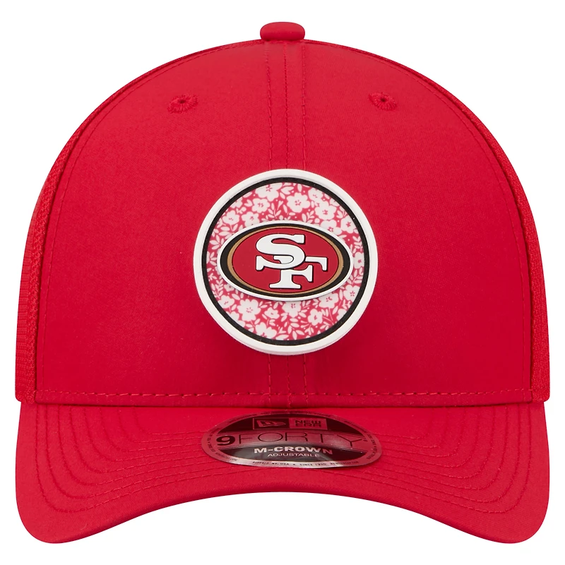 Men's New Era  Scarlet San Francisco 49ers Floral 9FORTY M-Crown Trucker Adjustable Hat