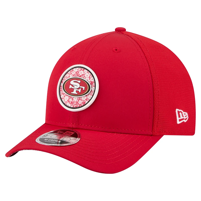 Casquette trucker ajustable New Era Scarlet San Francisco 49ers Floral 9FORTY M-Crown pour homme