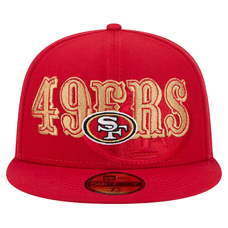 Casquette ajustée New Era Scarlet San Francisco 49ers Overlap Wordmark 59FIFTY pour homme